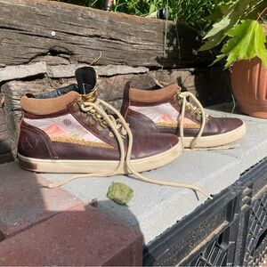 Inkkas Brown and Cream High-Top Sneakers